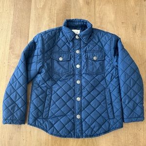 Boys Peek Nylon Navy Blue Button Quilted Jacket, Size 6-7